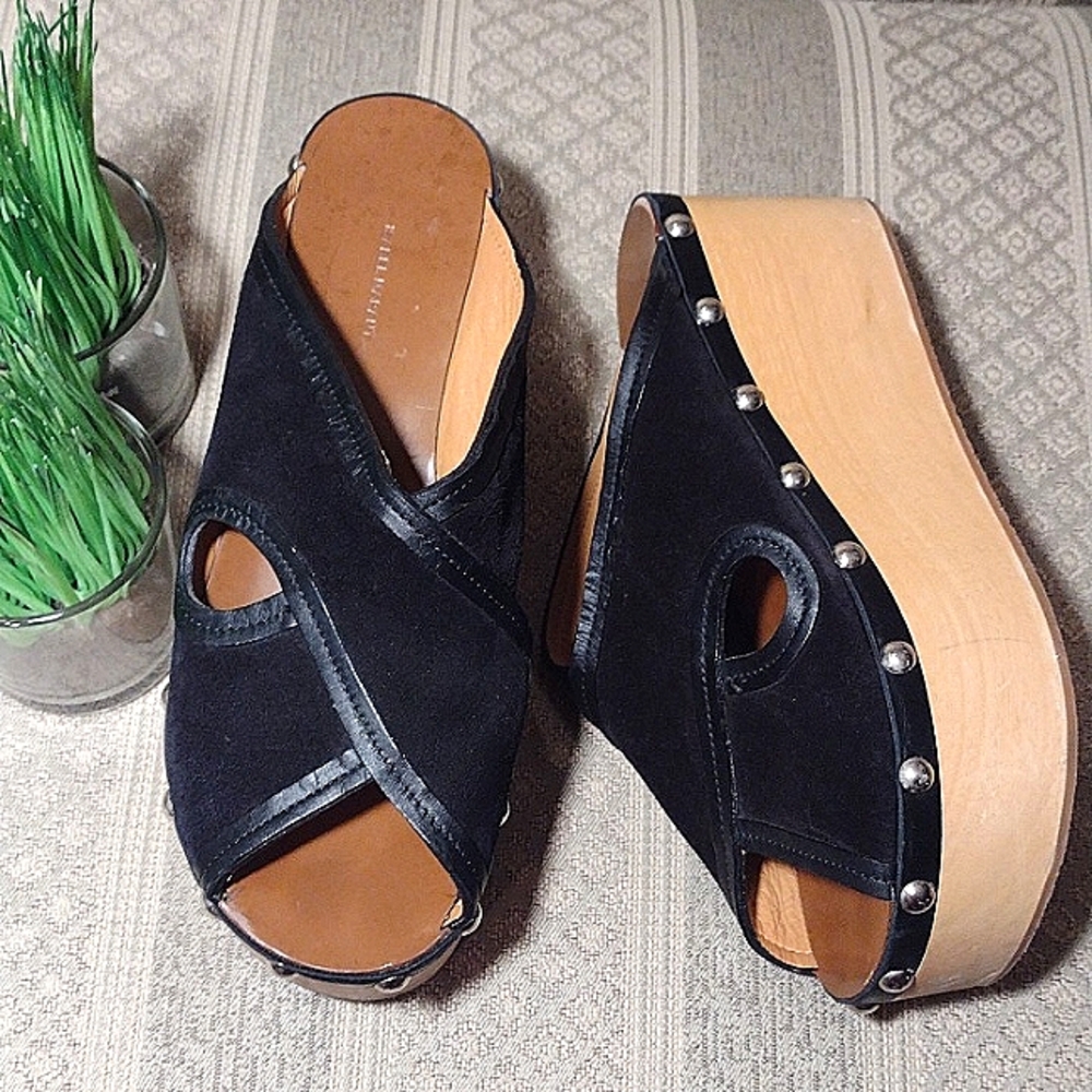Authentic Isabel Marant Crisscross studded platform Slide Sandals